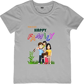 Áo Thun Gia Đình 3 Người In Họa Tiết Happy Family Màu Xám