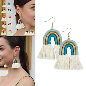 Fashion Jewelry Tassel Fringe Rainbow Shape Drop Dangle Earrings