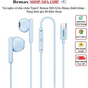 Tai nghe có dây chân TypeC Remax RM-522a Hàng chính hãng - Tặng kèm gía đỡ điện thoại
