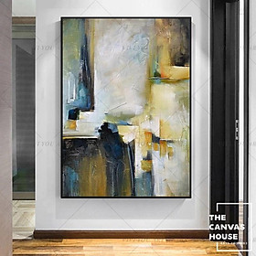 Mua Tranh Canvas Trừu Tượng Mảng Màu (Hình thật tại xưởng - Đã có khung  móc  đinh treo) - The Canvas House - T1TTM