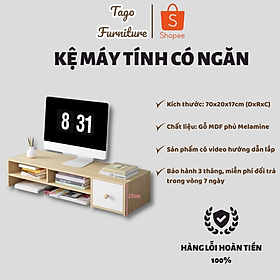 Mua Bàn làm việc tiện lợi  kệ kê màn hình laptop có ngăn tủ 2 tầng cải thiện tư thế ngồi 70x20x17cm TAGO35