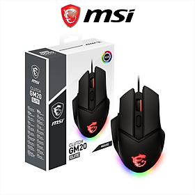 Chuột Gaming MSI Clutch GM20 Đèn LED RGB, 8 Nút, 6400 DPI Với 5 Mức DPI, Dây Cắm USB Dài 2M - Hàng Chính Hãng