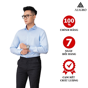Áo sơ mi nam dài tay ALIGRO cổ bẻ dáng ôm body 100% chất cotton xanh phối cổ ALGS212