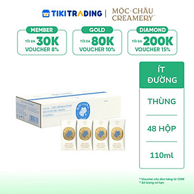 Thùng 48 hộp Sữa tươi tiệt trùng ít đường Mộc Châu Creamery 110ml