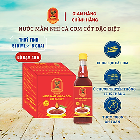 Nước mắm nhỉ cá cơm Hương Phú 40 độ đạm 510ml -Thùng 06 chai, cốt đặc biệt - Hàng Chính Hãng