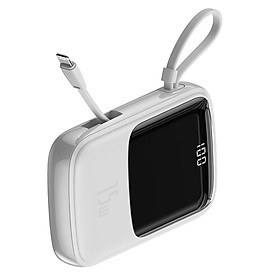 Pin sạc dự phòng mini hỗ trợ sạc nhanh 15W 10.000 mAh 2 cổng USB và 1 cổng Type-C Hiệu Baseus Qp-pow kèm dây lightning cho iPad Samsung Huawei Xiaomi Oppo LG Nokia (Sạc nhanh 3A, siêu nhỏ gọn, Output 2 port USB & 1 port Type-C, công suất 15W, LED báo dung lượng) - Hàng nhập khẩu