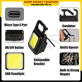 Mua Đèn LED Mini Móc Khóa - Đèn Pin COB - Đèn Pin Dã Ngoại - Sạc Type C Tiện Dụng