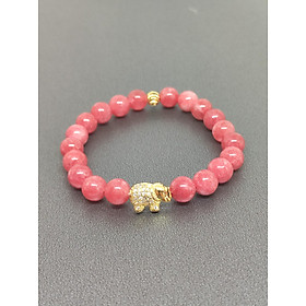Vòng Tay Đá Mặt Trời Đỏ 08 Ly phối Charm Mặt Voi màu Vàng CV0056