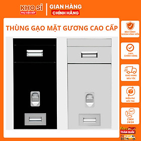 Mua Thùng Gạo Mặt Gương Cao Cấp Eurotek Chất Liệu Cao Cấp  Mặt Gương Sáng Bóng Màu Sắc Đen Và Xám