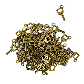 100 Pack Antique Bronze Vintage Punk Keys Charms Set DIY Handmade Accessories Necklace Pendants Jewelry Making Supplies for Rustic Wedding Decoration Birthday Christmas Party Gift Wine Tags