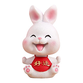 Rabbit Statue Small Bunny Figurine Resin Craft for Office Cake Decoration
