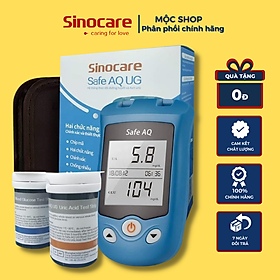 Máy đo đường huyết, Axit Uric 2 trong 1 Sinocare Safe AQ UG Tặng kèm 50 que thử đường huyết và 50 que thử Axit Uric