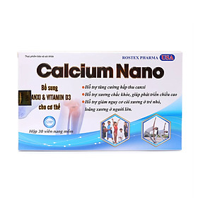 Viên uống Calcium Nano giúp chắc khỏe xương, phát triển chiều cao, ngăn ngừa loãng xương - Hộp 30 viên