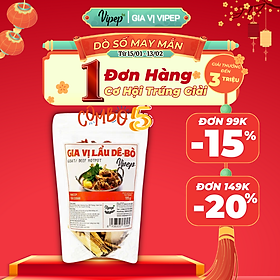 Combo 5 gói gia vị nấu lẩu bò, dê Vipep 115g - gia vị ninh hầm quý hiếm (kỷ tử, đại táo, hạt sen, hoài sơn, đảng sâm..)