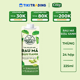 Thùng 24 hộp Rau Má Đậu Xanh Cozy 225ml