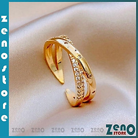 Nhẫn hở ZenO mạ vàng phong cách Hàn Quốc có thể điều chỉnh độ rộng