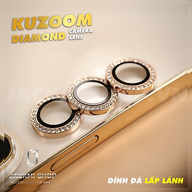Bộ miếng dán kính cường lưc Kuzoom Camera Diamond đính đá cho iPhone 14 Pro/ 14 Pro Max - Hàng Nhập Khẩu