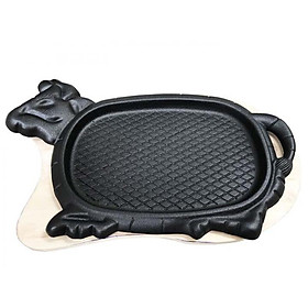 Mua Chảo gang chống dính làm bò né  bò Beefsteak kèm đế gỗ tiện dụng- Loại lớn