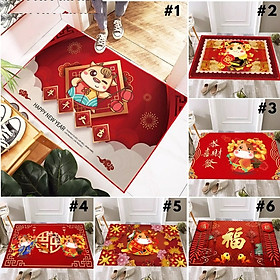 Mua Thảm Chùi Chân 3D Sắc Đỏ Tết 2021 (thấm nước chống trượt KT 40x60cm)