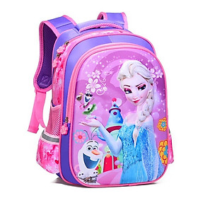 Balo đi học cho bé gái màu hồng màu tím công chúa elsa FROZEN mẫu giáo cấp 1 tiểu học TE3