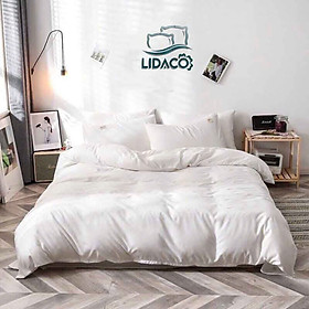 Bộ vỏ chăn ga gối cotton tici 1 màu Lidaco cotton đũi trơn dày decor phòng ngủ vintage đủ mọi cỡ nệm