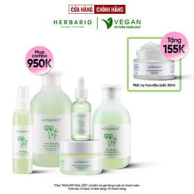 Bộ 5 Chăm Sóc Da Rau má và Diếp cá Herbario: Nước tẩy trang 300ml + Sữa rửa măt 200ml + Xịt khoáng 100ml +Mặt nạ 30ml+Tinh chất 30ml