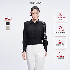 Áo Kiểu Nữ Dáng Croptop Cạp Dập Ly Chất Chiffon Cao Cấp Mềm Mịn 53ADH2006GT