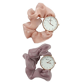 2Pcs Pointer Watch Wristwatch Silk Ribbon Women Bracelets Gifts