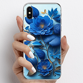 Ốp lưng cho iPhone XS, iPhone XS Max nhựa TPU mẫu Hoa xanh dương