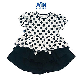 Bộ áo váy ngắn bé gái họa tiết bi đen 2 tầng cotton - aicdbgikce59 - ain closet
