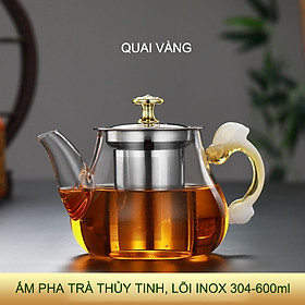 Hình ảnh Âm pha trà thủy tinh với bộ lọc bằng inox 304, dùng cho gia đình, văn phòng, dung tích 600ml