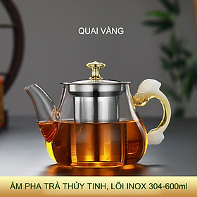 Ấm pha trà bằng thủy tinh có bộ lọc bằng inox 304, loại dung tích 600ml