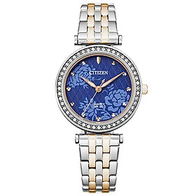 Đồng Hồ Nữ Citizen Đính Đá Swarovski Dây Thép Không Gỉ ER0218-53L - Mặt Xanh 