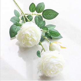 Mua Hoa hồng giả - 2 bông 1 nụ - dài 62cm - Cây giả  hoa lụa trang trí nhà cửa