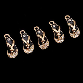 5 Pieces Crystal Inlayed Slipper Design Pendants Charms Jewelry Making Findings Girls Necklace Anklets Accessories 20x9mm