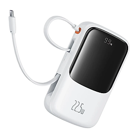 Sạc dự phòng tích hợp cáp C 10000mAh sạc nhanh 22.5W Baseus Qpow Pro+ Digital Display Fast Charge Power Bank PPQDP10 _ Hàng chính hãng - Màu Trắng