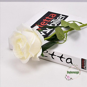 Mua Hoa giả-HOA HỒNG NHUNG cao cấp giống thật 1 bông size lớn đường kính 9cm trang trí nội thất  nhà cử quán cafe