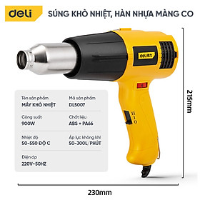 Máy khò nhiệt Deli Súng Khò Hàn Nhựa Màng Co Thổi Hơi Nóng Cao Cấp Lên Tới 480 Độ