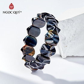Vòng tay đá mắt hổ xanh đen bản dày mệnh thủy, mộc - Ngọc Quý Gemstones 