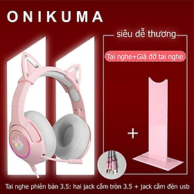 Hot Sale ONIKUMA K9 màu hồng Tai nghe chuột bàn phím Bộ đồ tai nghe mèo