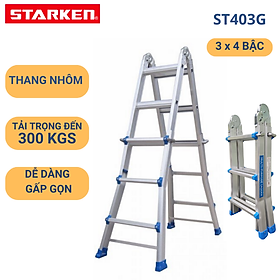 Thang nhôm gấp trượt chữ A STARKEN ST403G (chữ A -1.5m, chữ I-3m) tải trọng 300kgs / 150kgs - Hàng chính hãng bảo hành 18 tháng