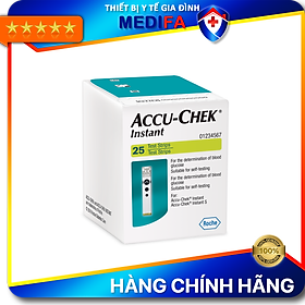 Hộp 25/50 que thử đường huyết Accu-Chek Instant Chính Hãng Roche, Có Tem Niêm Phong, Nhãn Phụ Tiếng Việt - Hộp 25 que thử