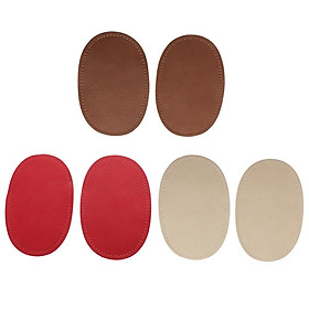 Pack of 3 Pairs Oval Sew on Elbow Knee Patches Coffee Red Beige