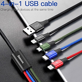 Mua Cáp sạc đa năng Baseus Rapid Series 4 trong 1 cho iPhone/ iPad  Smartphone & Tablet Android (3.5A  1.2M  Type C/ Micro/ IP   Fast charge 4 in 1 Cable)- Hàng chính hãng