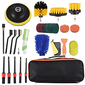 45 PCS Drill Brush Attachments Set Includes Scrub Pads Sponge Pads Different-Sized Brushes Power Scrubber Brushes with Extension Rod Versatile for Household Bathroom Kitchen Tub Sink Floor