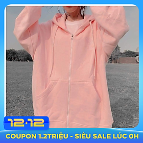 Áo Khoác Hoodie Nữ Thêu Tim Ngực Form Rộng Chất Liệu Thun Nỉ