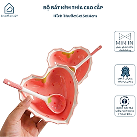 Mua Chén Bát Sứ Hình Trái Tim Cao Cấp – Bát Sứ Kèm Thìa Trang Trí Decor Đẹp - HÀNG CHÍNH HÃNG MINIIN