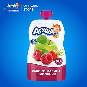 Trái cây nghiền vị táo, mâm xôi và tầm xuân Agusha 90g dành cho bé từ 5 tháng trở lên