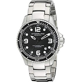 Stuhrling Original Men's 593.332D11 Aquadiver Grand Regatta Swiss Quartz Diver Date Black Watch