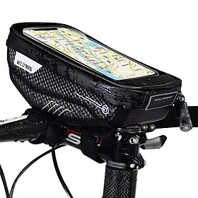 Túi đựng gắn tay lái xe đạp thiết kế ngăn màn hình cảm ứng Được làm bằng vỏ cứng EVA, chất liệu PU và khóa kéo chống thấm nước,-Màu đen